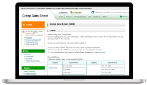 creep datasheet - material database