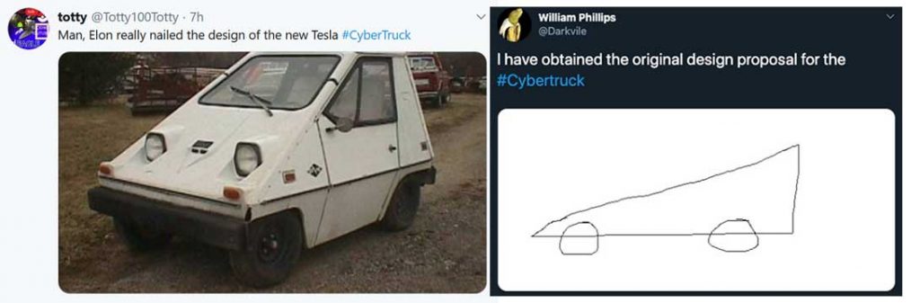 Tesla cybertruck design memes