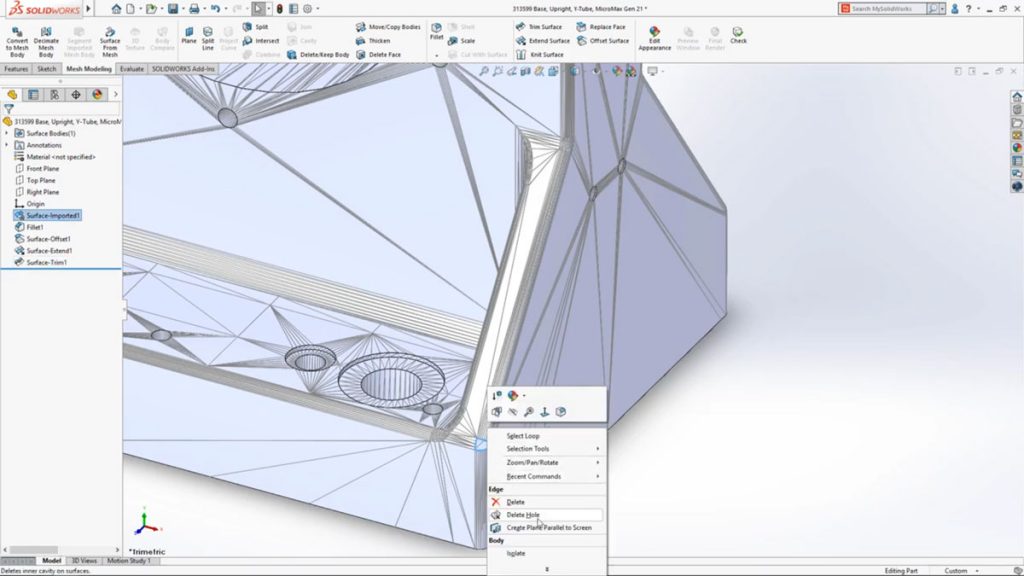Solidworks 2020 direct mesh editing