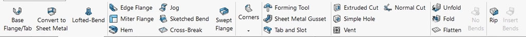 SolidWorks Sheet Metal tool toolbar