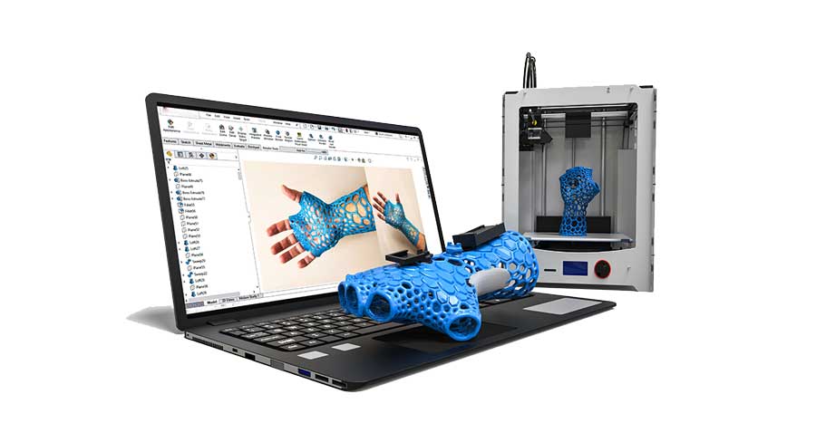 3d printer, 3d printed product, laptop