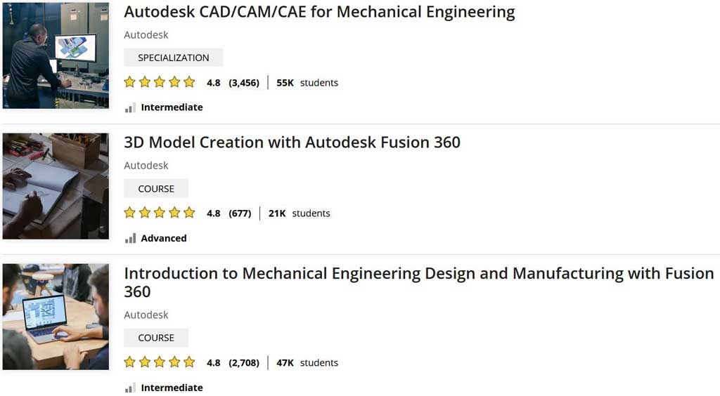 Fusion 360 tutorials from Coursera
