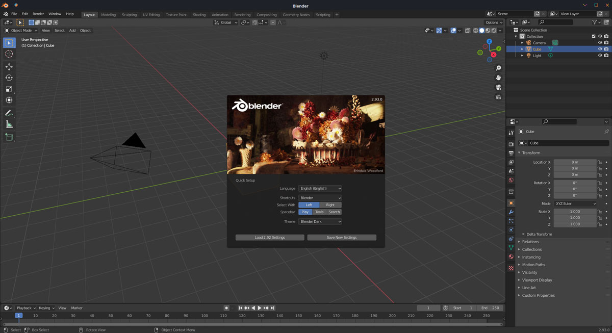 Maya vs Blender: Blender interface screenshot